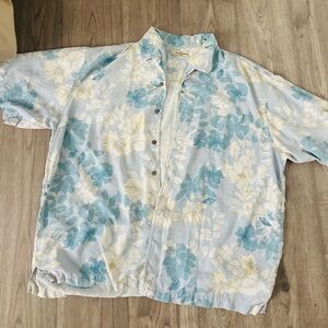 Tommy Bahama Blue and Cream Floral Shirt